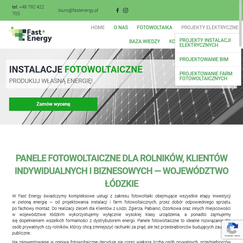 Panele fotowoltaiczne na polu